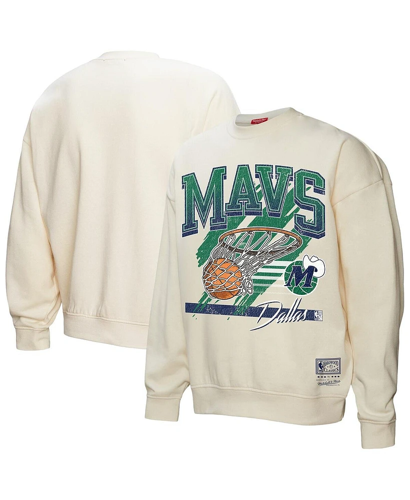 Mitchell & Ness Women's Cream Dallas Mavericks Brush Bucket Pullover Sweatshirt