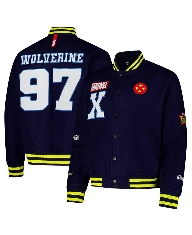 Team Liquid Men's and Women's x Marvel Navy X-Men Wolverine '97 Varsity Full-Snap Jacket