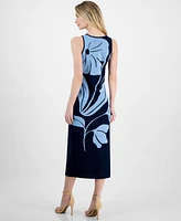 T Tahari Women's Exploded-Floral-Print Sweater Dress