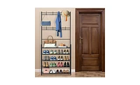 Slickblue Freestanding Hall Tree with Coat Rack, Shoe Storage