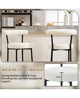 Dyhome Bar Stools Set of 2, 28 Inches Modern Counter Height Bar Stools with Curved Back Metal Legs, Upholstered Tall Barstools for Kitchen Island, Caf