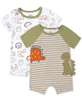 Baby Essentials Boy 2-Pc. Dinosaur Rompers Set