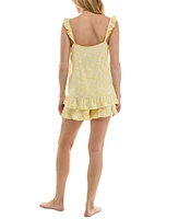 Roudelain Women's Printed Ruffled Cami Pajama Set