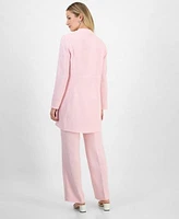 Kasper Womens Beaded Neck Top Pull On Pants Draped Jacket