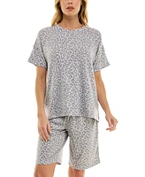 Roudelain Women's Printed Butter-Knit Bermuda Pajama Set