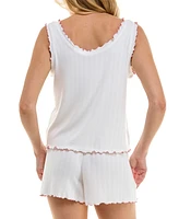 Roudelain Women's Ruffled Pointelle Short Pajama Set