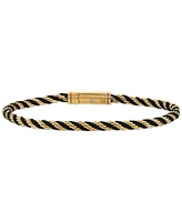 Esquire Men's Jewelry Black Cord Intertwined Rope Link Bracelet in Gold-Tone Ion-Plated Stainless Steel, Exclusively at Macy's
