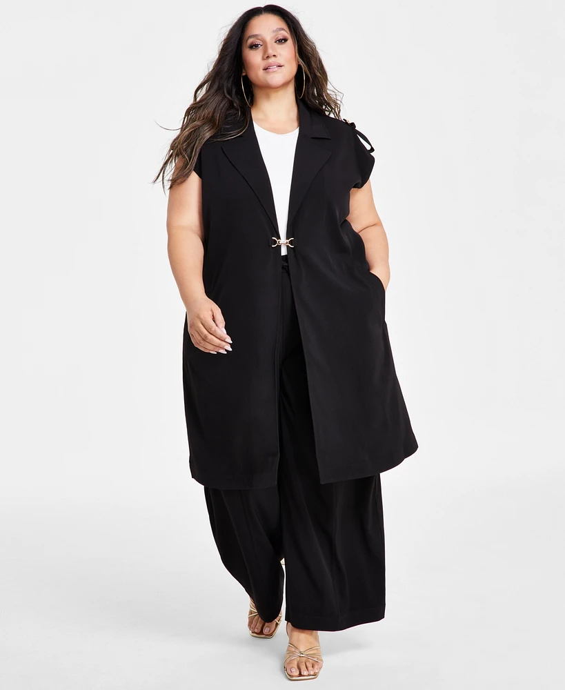 Nina Parker Plus Clasp-Front Duster Vest