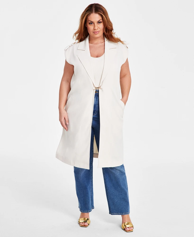 Nina Parker Plus Clasp-Front Duster Vest