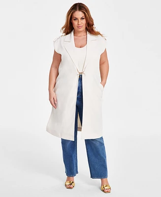 Nina Parker Plus Clasp-Front Duster Vest