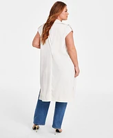 Nina Parker Plus Clasp-Front Duster Vest