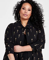 Nina Parker Plus Love-Script Metallic-Print Blouse