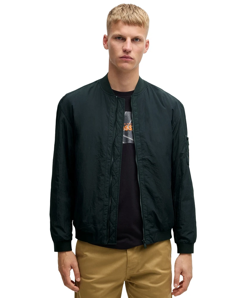 Boss by Hugo Men's Logo Badge Water-Repellent Bomber Jacket