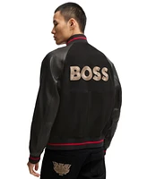 Boss X Creation of The Gods Men's Leather Varsity Jacket