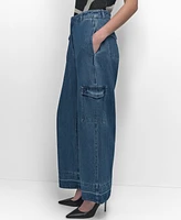 Dkny Women's Release-Hem Wide-Leg Cargo Jeans