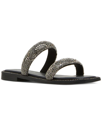 Madden Girl Partly Rhinestone Two-Band Slide Sandals