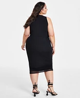 Nina Parker Trendy Plus Printed Mesh Midi Dress, Created for Macy's