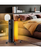 Oil Radiant Heater with Adjustable Thermostat Remote Overheat & Tip-Over Protection