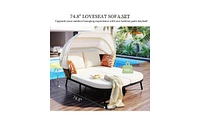 Slickblue Patio Daybed with Retractable Canopy for Comfortable Outdoor Relaxation