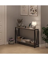 gaomon Side Table Entryway Table 2-Tier Console Table with Storage Narrow Sofa Table with V Design 43" Industrial Console Table for Hallway Entryway L