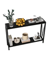 gaomon Side Table Entryway Table 2-Tier Console Table with Storage Narrow Sofa Table with V Design 43" Industrial Console Table for Hallway Entryway L