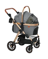 PawHut 3 in 1 Dog Stroller with Detachable Cabin, Adjustable Canopy,