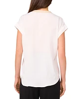 Vince Camuto Women's Split-Neck Contrast-Trim Cap-Sleeve Top