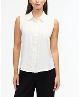 Ellen Tracy Women's Sleeveless Shirt with Bead Detail