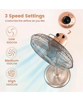 16" Standing Pedestal Fan with 3 Speed Settings Carrying Handle Aluminum Blades