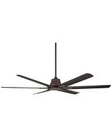 Casa Vieja 60" X-Force Farmhouse Rustic Indoor Outdoor Ceiling Fan 6 Blade Remote Control Emperial Bronze Finish Brown Blades Bedroom Patio Living Roo