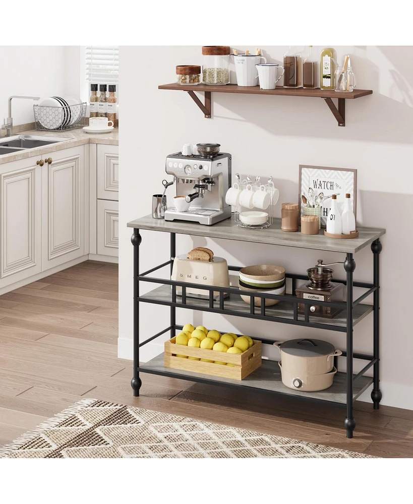 gaomon Narrow Entryway Table with Storage 43" 3-Tier Sofa Tables Industrial Console Storage/Display Shelf Hallway for Living Room, Fo