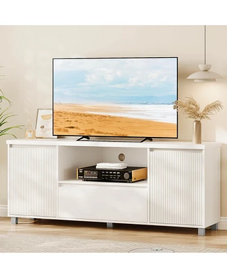 gaomon Fluted Tv Stand for 65 Inch Tv, Entertainment Center with Storage Drawer