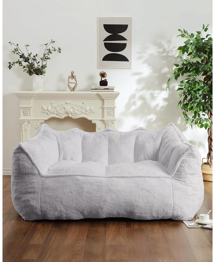 gaomon Giant Two-Seater Bean Bag Sofa, Oversized Foam-Filled Loveseat with Faux Fur Cover for Adults & Teens, Perfect for Reading and Gaming in the Li