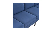 Slickblue L-Shaped Glossy 4-Seater Indoor Modular Sofa with Iron Legs for Stylish Living Room Seating