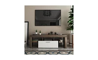 Slickblue Modern Tv Stand with Toughened Glass Shelf for Stylish Living Room Storage and Display