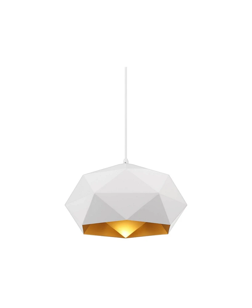 Possini Euro Design Desic 15" Modern Pendant Ceiling Light Fixture Dining Room Over Table Kitchen Island Foyer Geometric Hanging White Hallway Entrywa