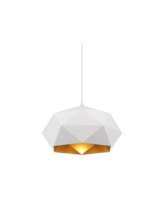 Possini Euro Design Desic 15" Modern Pendant Ceiling Light Fixture Dining Room Over Table Kitchen Island Foyer Geometric Hanging White Hallway Entrywa