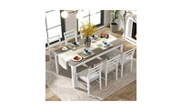 Slickblue 7-Piece Wooden Dining Table Set for Elegant and Durable Dining Experiences