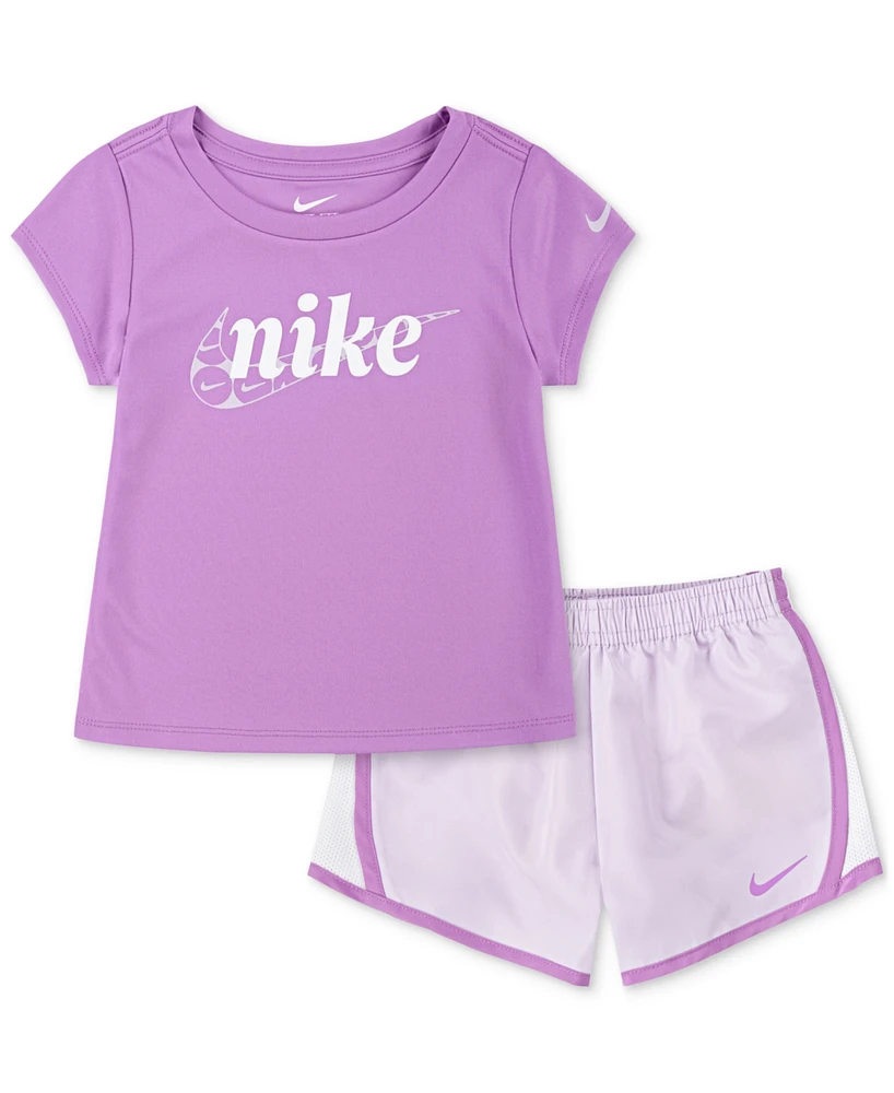 Nike Little Girls Essentials Dri-fit T-Shirt & Tempo Shorts Set