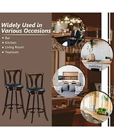 Gymax Set of Swivel Bar stools 29.5" Bar Height Chairs with Rubber Wood Legs