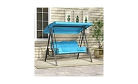 Slickblue 3-Seat Outdoor Porch Swing with Cushions for Comfortable Outdoor Relaxation and Leisure