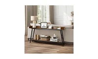 Slickblue Extra Long Console Table with 2 Power Outlets and Usb Ports for Convenient Living Room or Entryway Storage