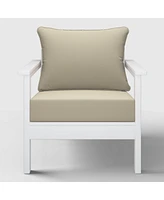 WestinTrends Outdoor Modern Hdpe Patio White Club Chairs with Deep Seat Cushions (Set of 2)