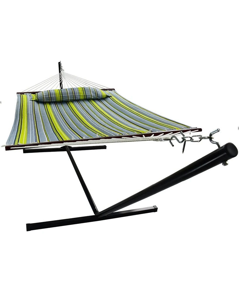 Sorbus Double Hammock With Stand - Quilted Fabric