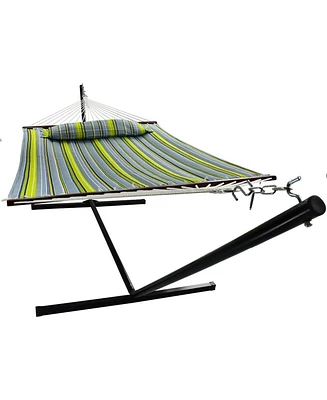 Sorbus Double Hammock With Stand - Quilted Fabric