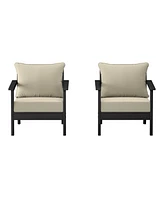 WestinTrends Outdoor Modern Hdpe Patio Black Club Chairs with Deep Seat Cushions (Set of 2