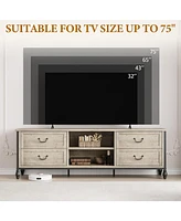 gaomon 75 Inch Mid-Century Modern Tv Stand with Storage