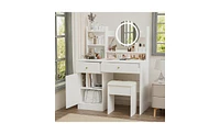 Slickblue Fashion Vanity Desk with Mirror and Lights for Stylish Bedroom and Makeup Station
