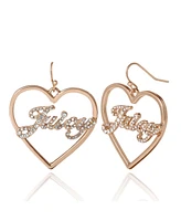 Juicy Couture Crystal Heart Drop Script Logo Earrings