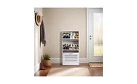 Slickblue 3-Bucket Louvered Shoe Cabinet for Stylish and Organized Footwear Storage